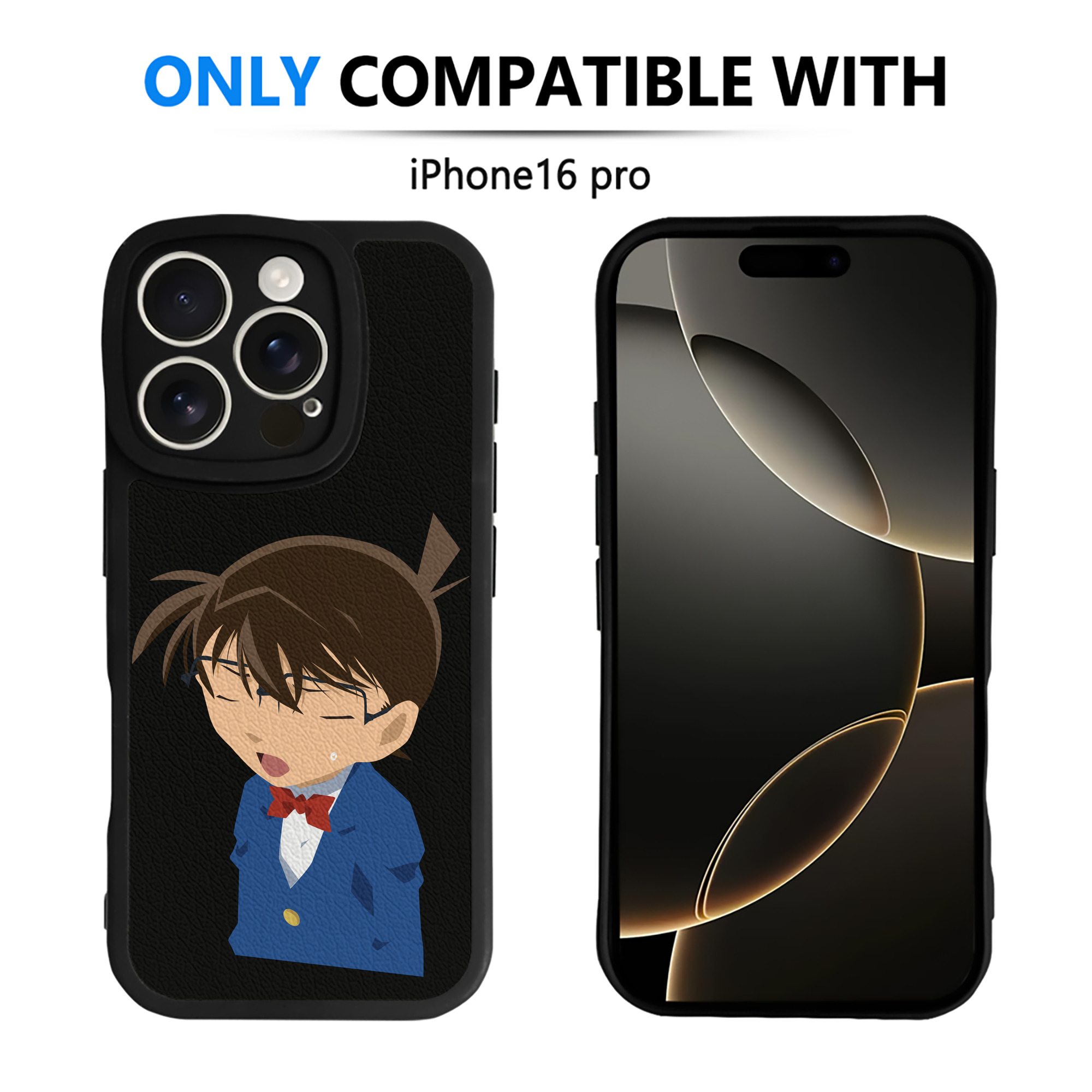 （画像用） 名探偵コナン 江戸川 コナン Detective Conan Conan Edogawa 【iPhone 16シリーズ対応】シリコンスマホケース（レザー調） 材質：シリコン